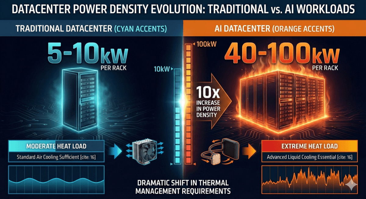 AI datacenter power density comparison