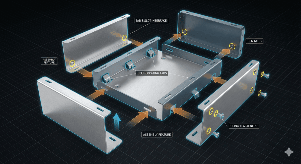 Self-locating assembly features