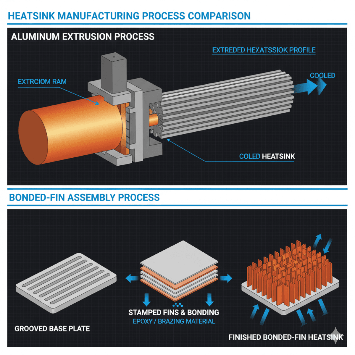 Heatsink manufacturing processes