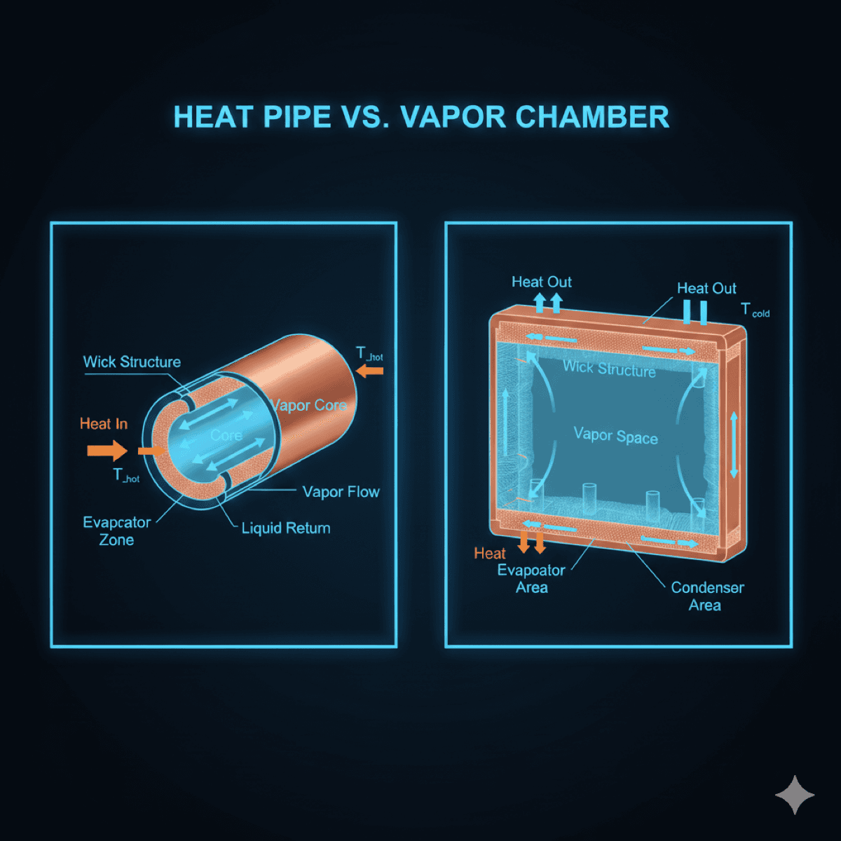 Heat pipe and vapor chamber operating principles