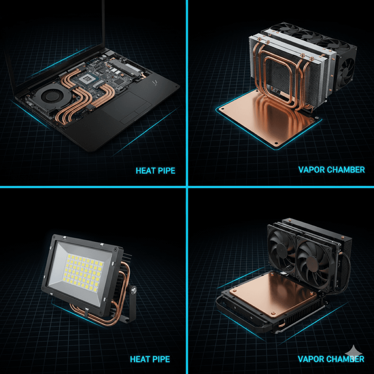 Heat pipe and vapor chamber application examples