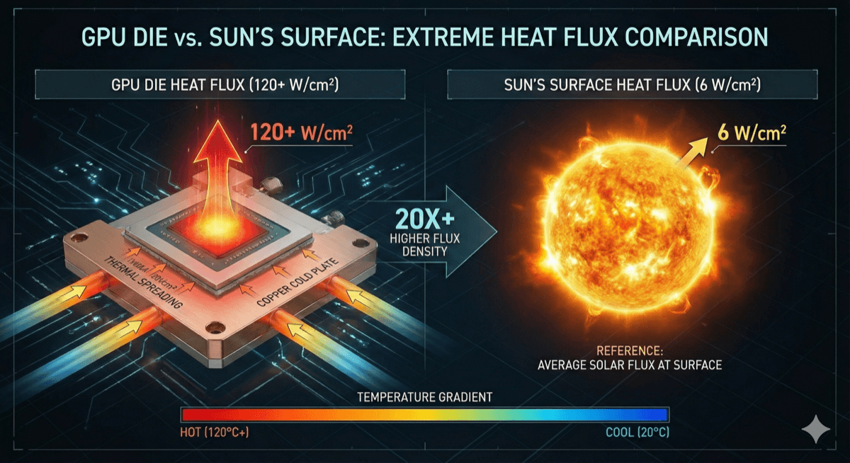 Heat flux and thermal resistance in high-power chips