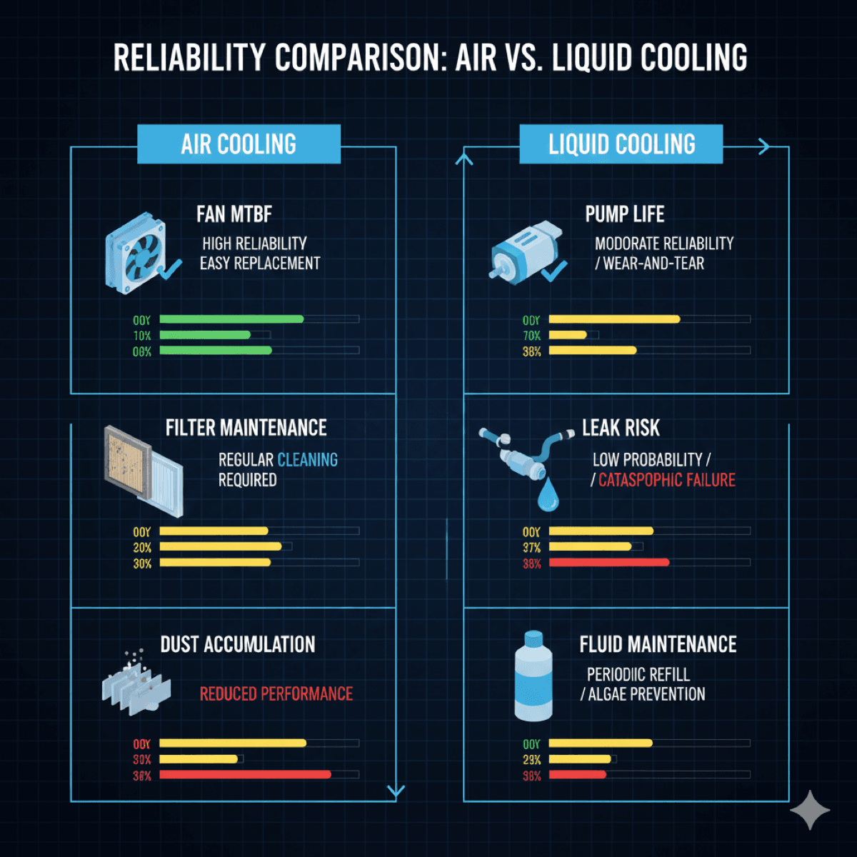 Cooling system reliability comparison