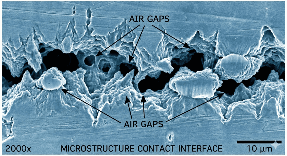 Microscope view of surface contact without TIM