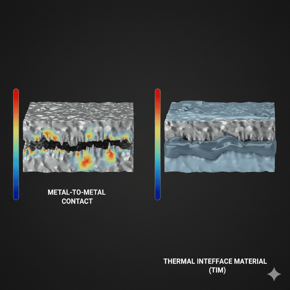 Surface contact with and without TIM